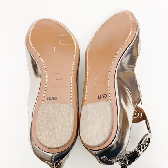 Alaia Rhodium Flat Sandals Gladiator Zip Up Metallic - Picture 10 of 10